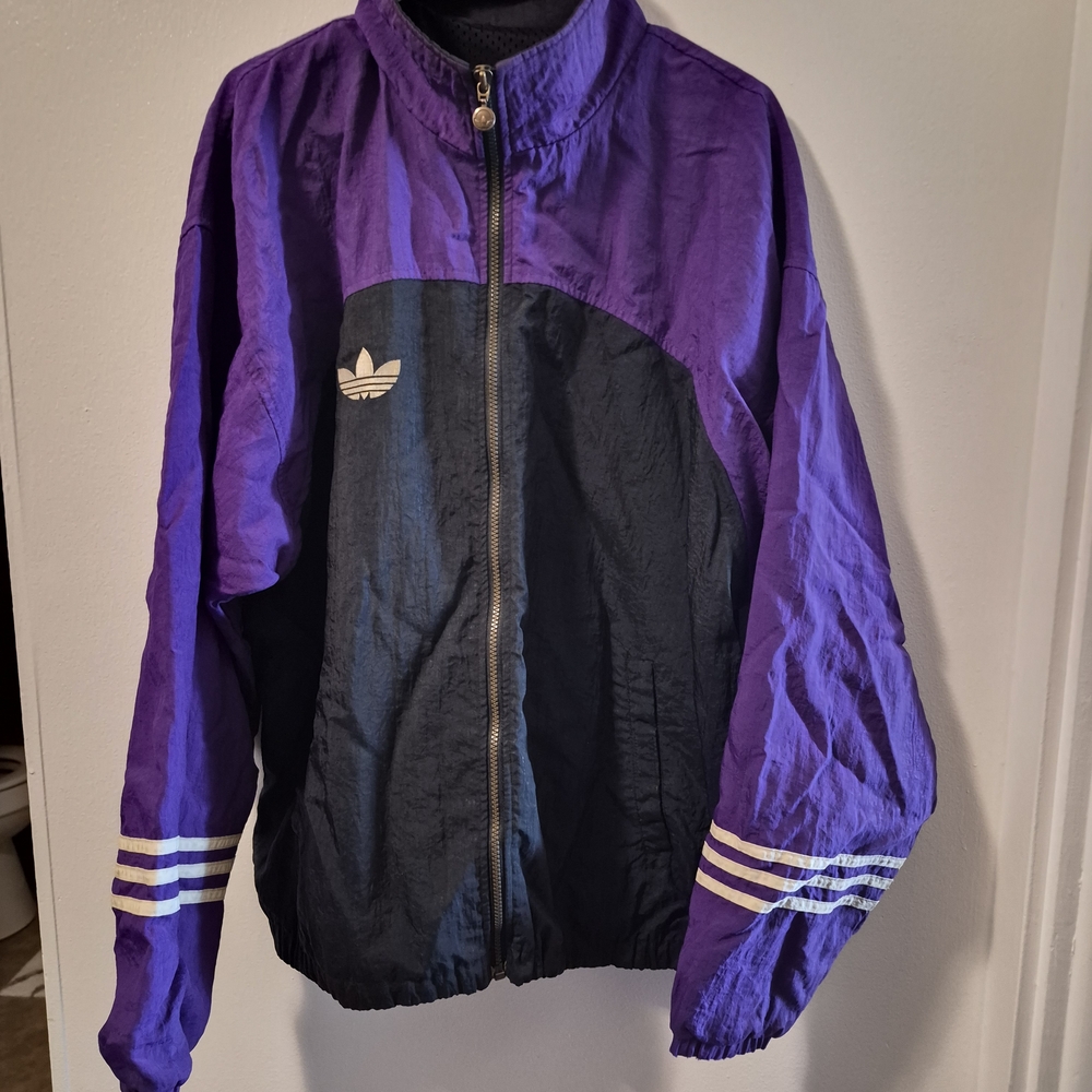 Adidas Vintage Purple & Black Track Jacket with Trefoil Logo